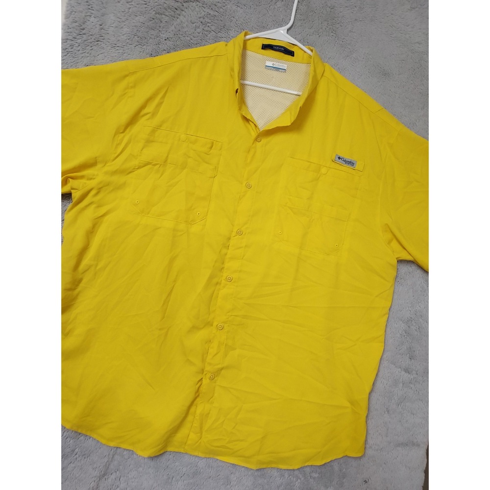 Columbia PFG Tamiami Shirt Mens 3XL Fishing Short Sleeve Yellow Beach Vented